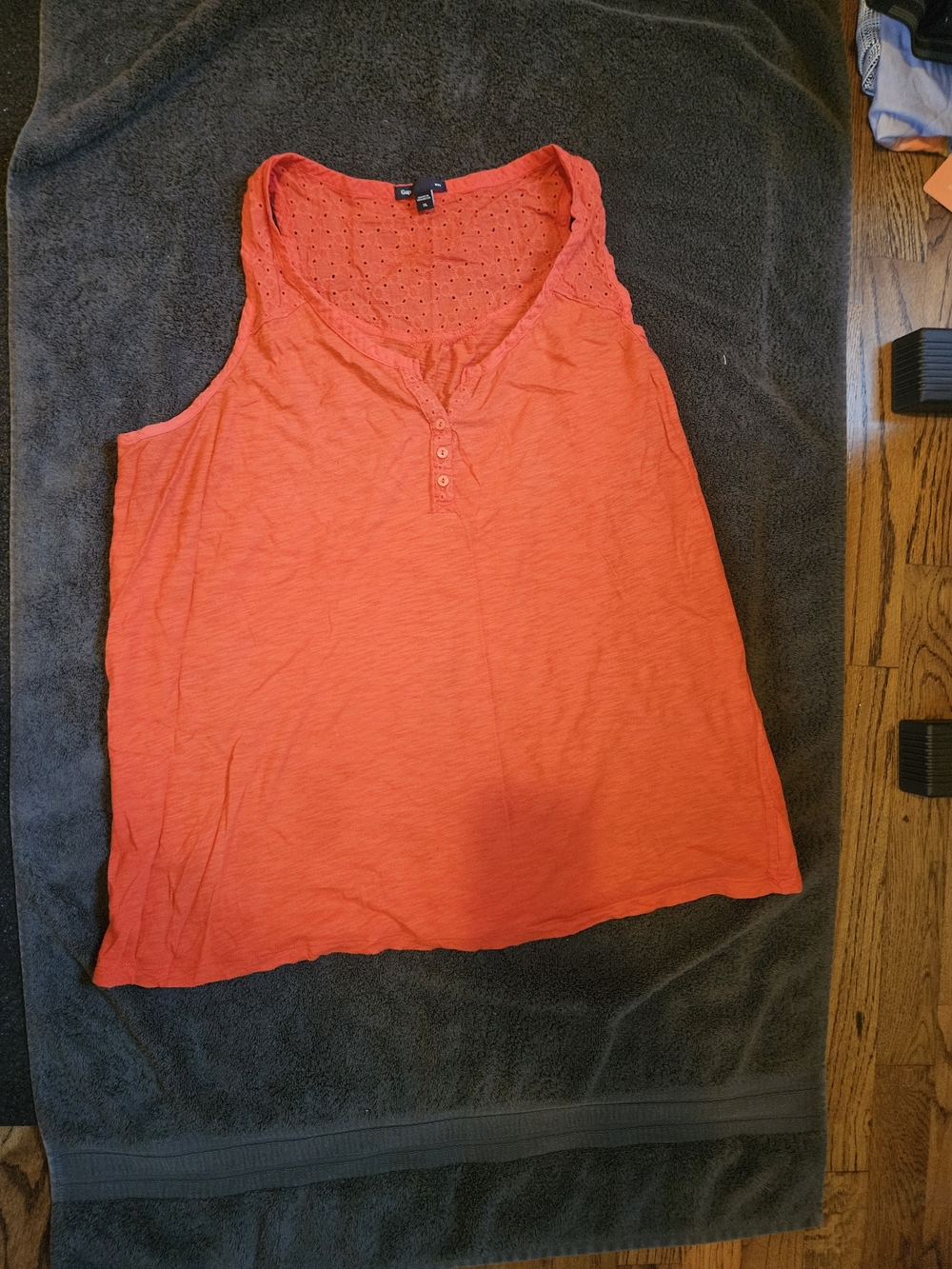 Coral Eyelet Trim Tank Top